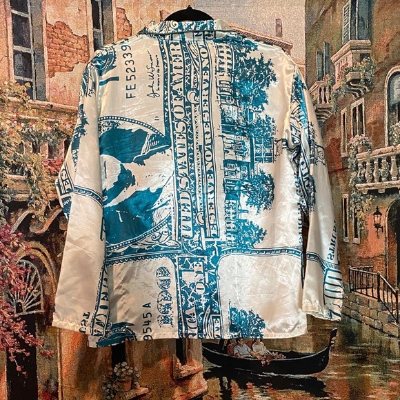 Elegant Satin Currency Print Pajama Set - Picture 3 of 5